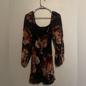 Windsor Black and Brown Floral Mini Dress